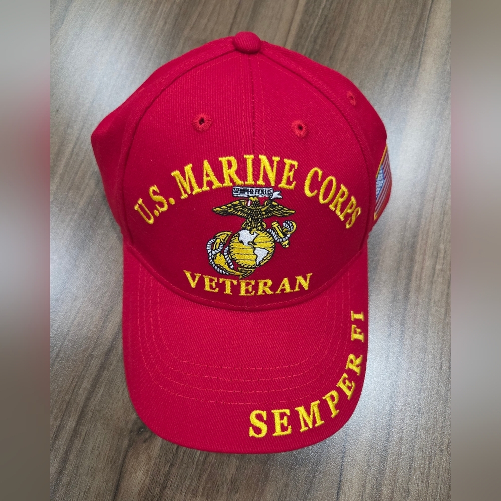 US Marine Corps Veteran Srmpre FI Red Embroidered Baseball Cap Hat